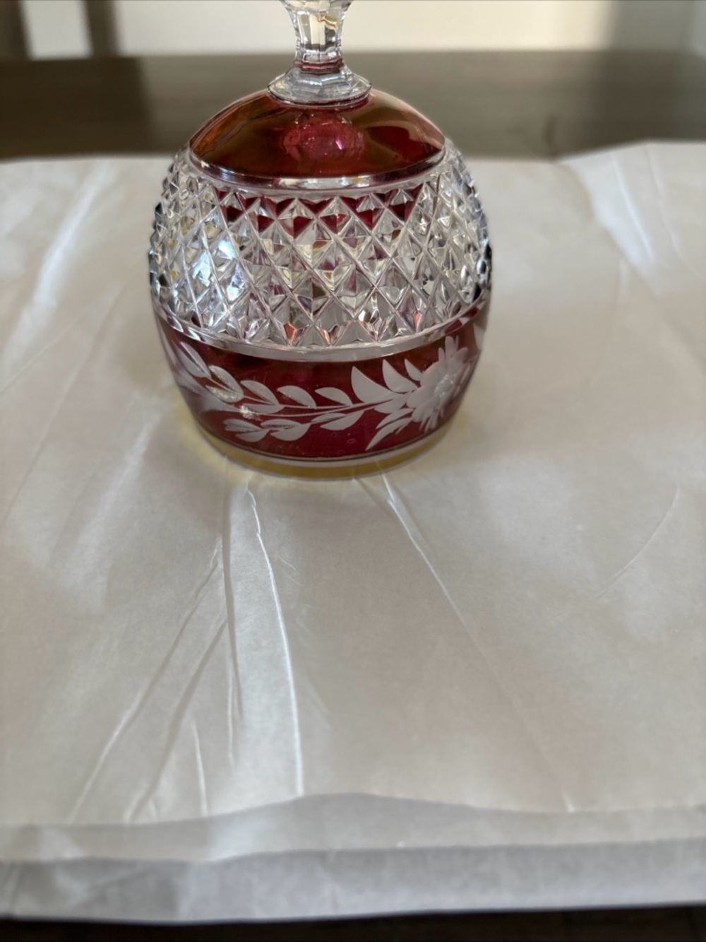 Vintage Golden Crown HandCut Cranberry Lead Crystal E&R Bell Purple/Pink Germany - Picture 5 of 13